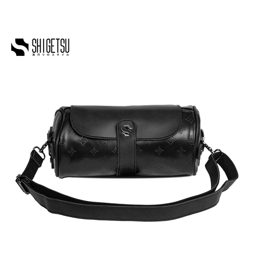 Shigetsu ESASHI Debossed Monogram Bag Leather barrel Slingbag for men