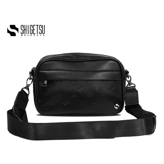 Shigetsu HINO Debossed Monogram Bag Leather Sling Bag for men