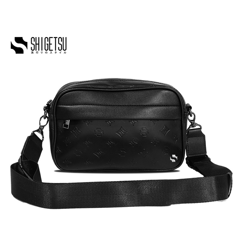 Shigetsu HINO Debossed Monogram Bag Leather Sling Bag for men
