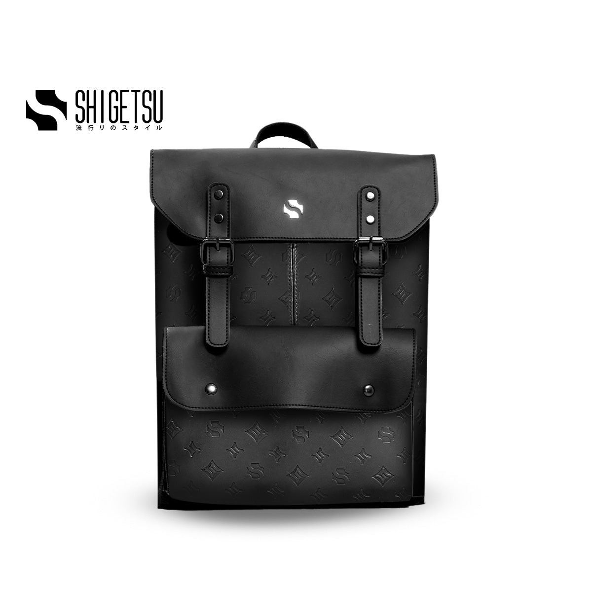 Shigetsu HOKKAIDO Debossed Monogram Bag for School Leather Backpack for men