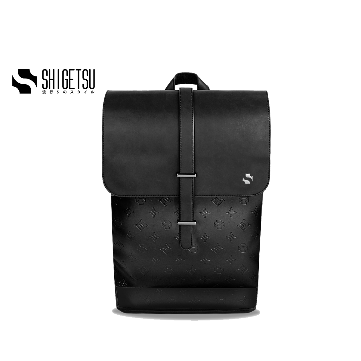 Shigetsu HYUGA Debossed Monogram Bag Leather Backpack for School men