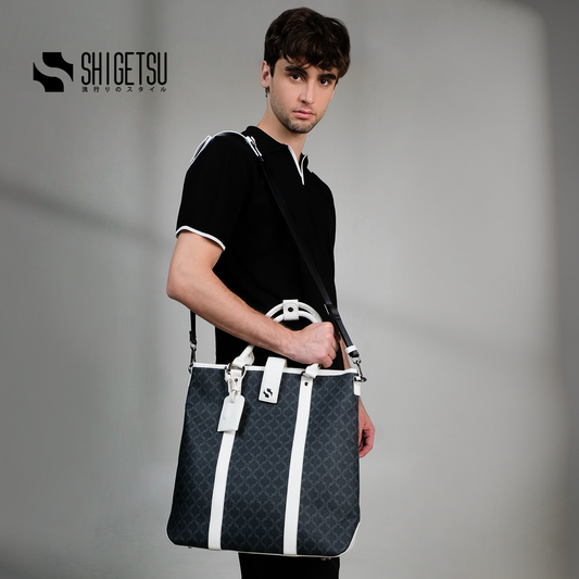 Shigetsu Signature KAWANISHI Monogram Leather Tote Bag for School