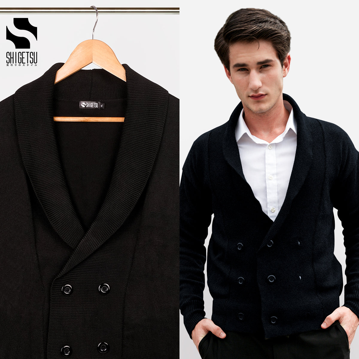Shigetsu MEBASHI office cardigan for men
