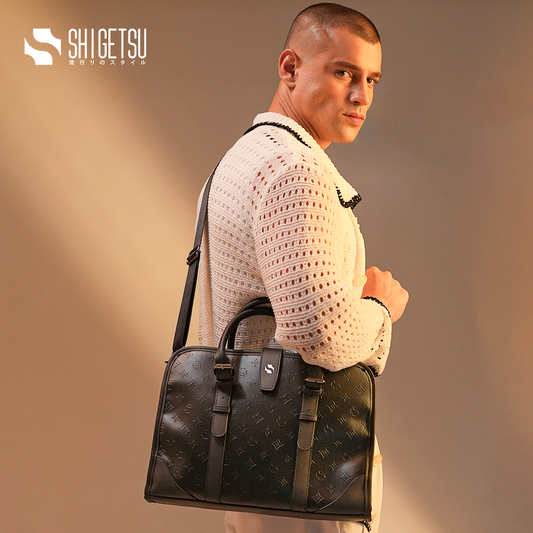 Shigetsu NAGANO Debossed Monogram Office Bag For Men