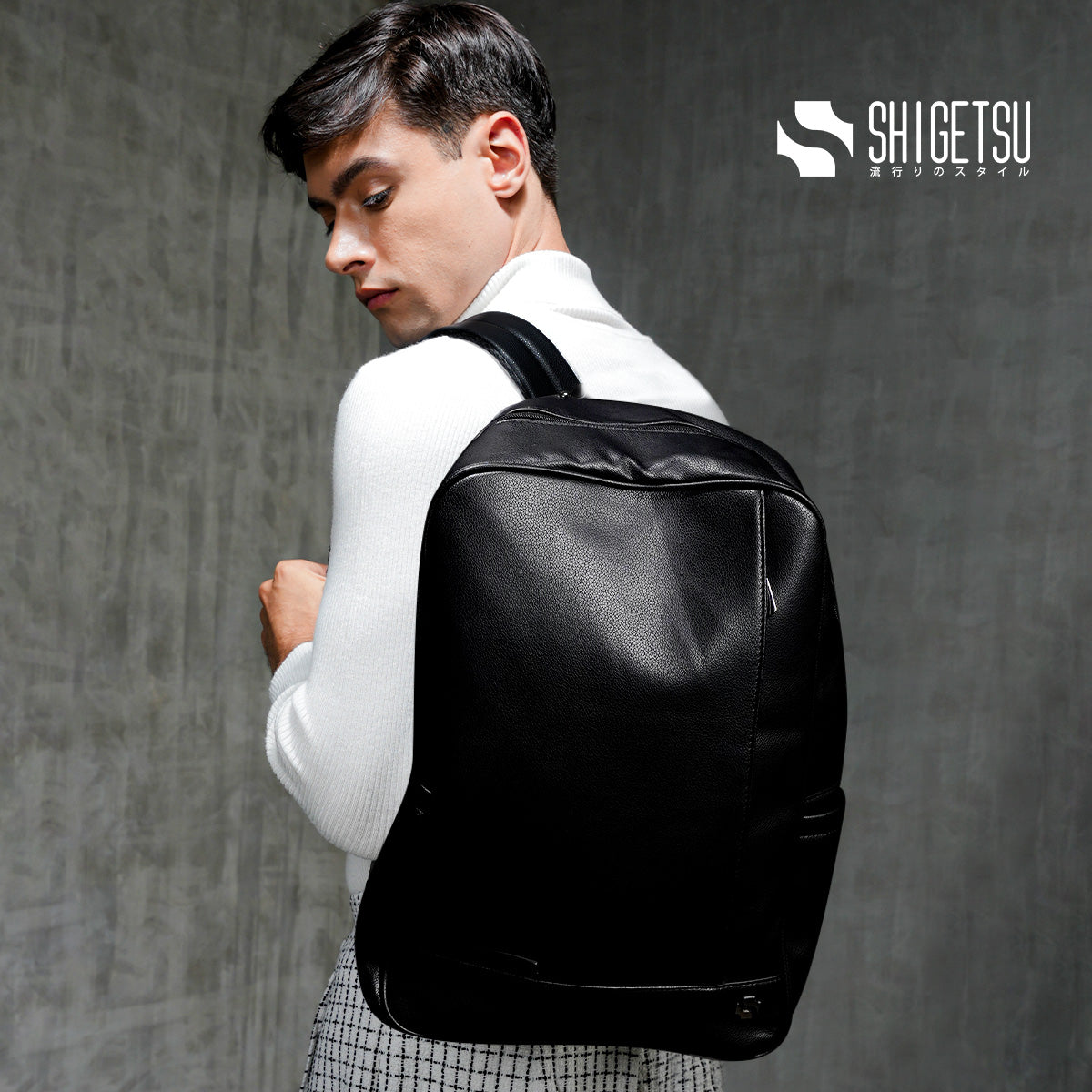 Shigetsu OTARU Leather Backpack for School Men
