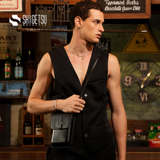 Shigetsu TAKARAZUKA Bag Leather Sling Bag For Men