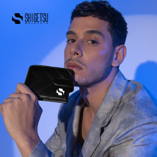 Shigetsu UENO Leather Wallet with Button Lock For Men