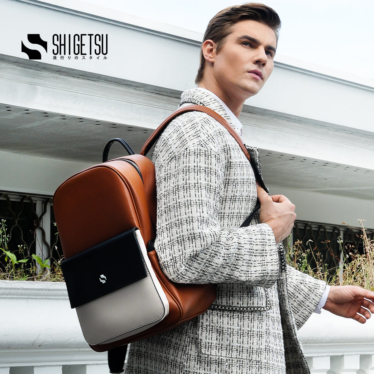 Shigetsu YATIE Leather Backpack for School Men 15 INCHES Laptop Bag