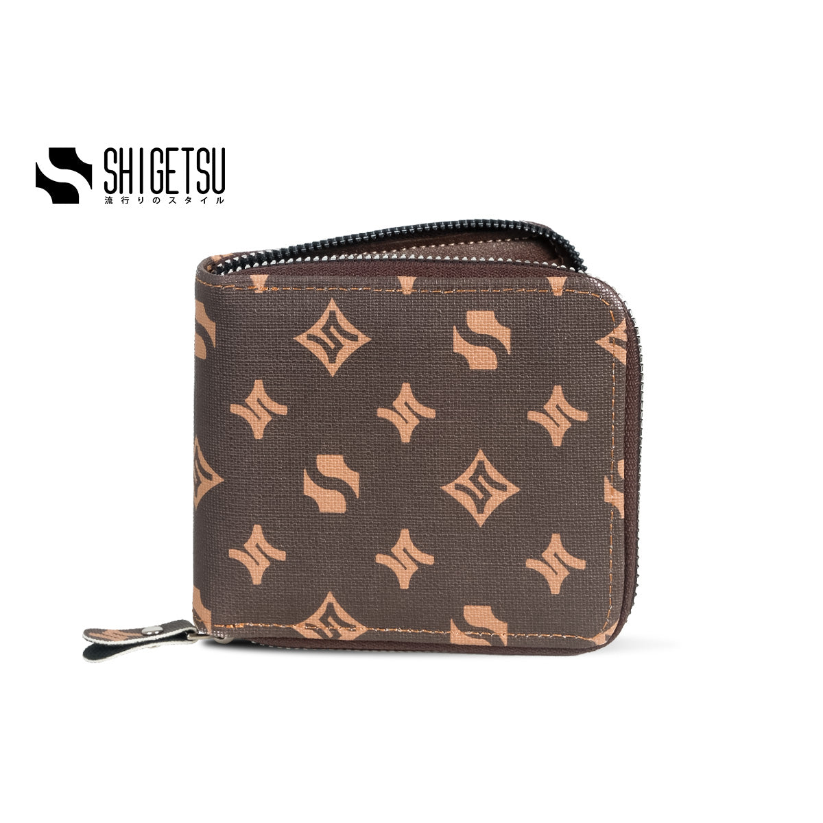 Shigetsu Signature YUBARI Monogram Leather Folding Wallet with Attached Flip Pocket for Men