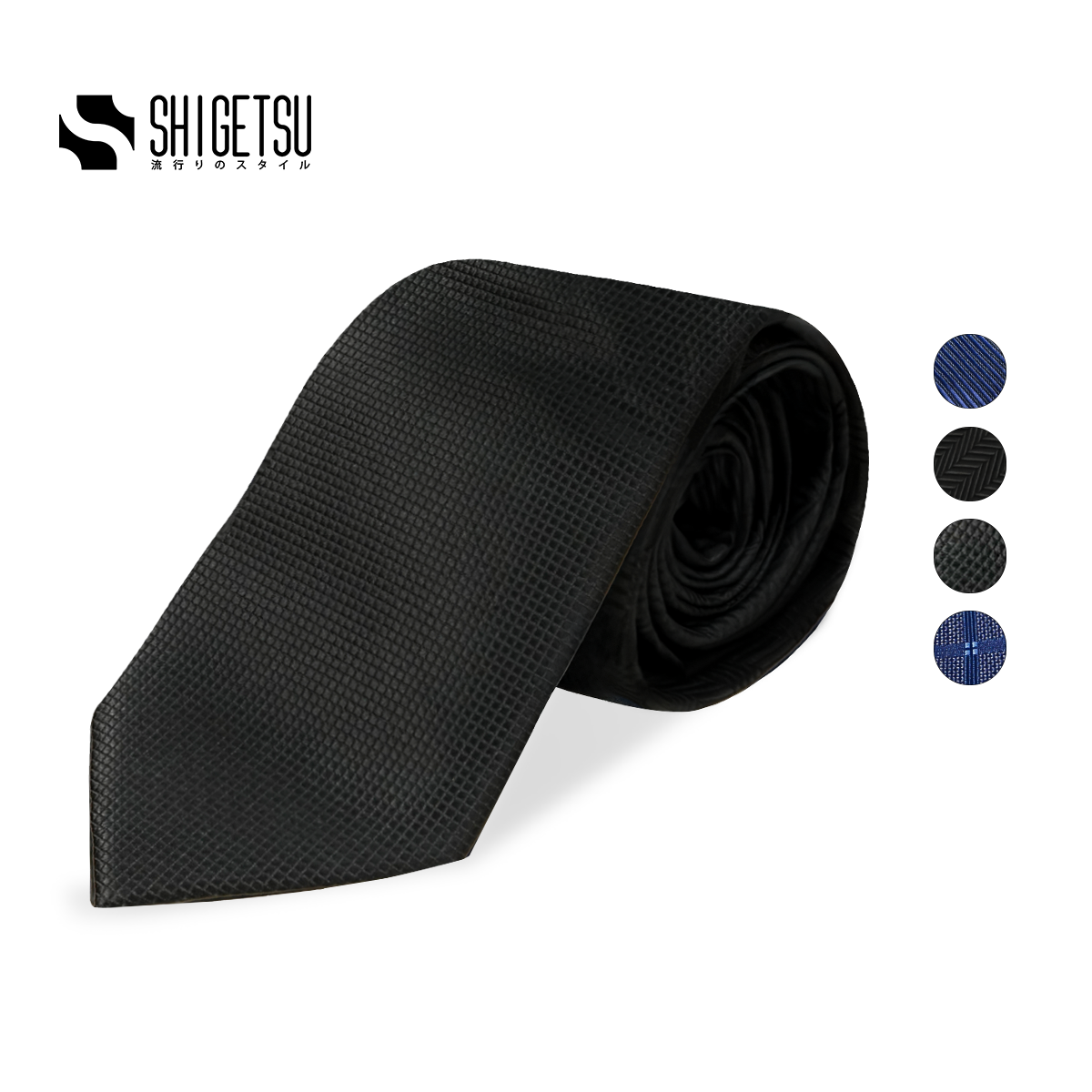 Shigetsu Necktie Collection Mens Blue Necktie Premium Silk Polyester