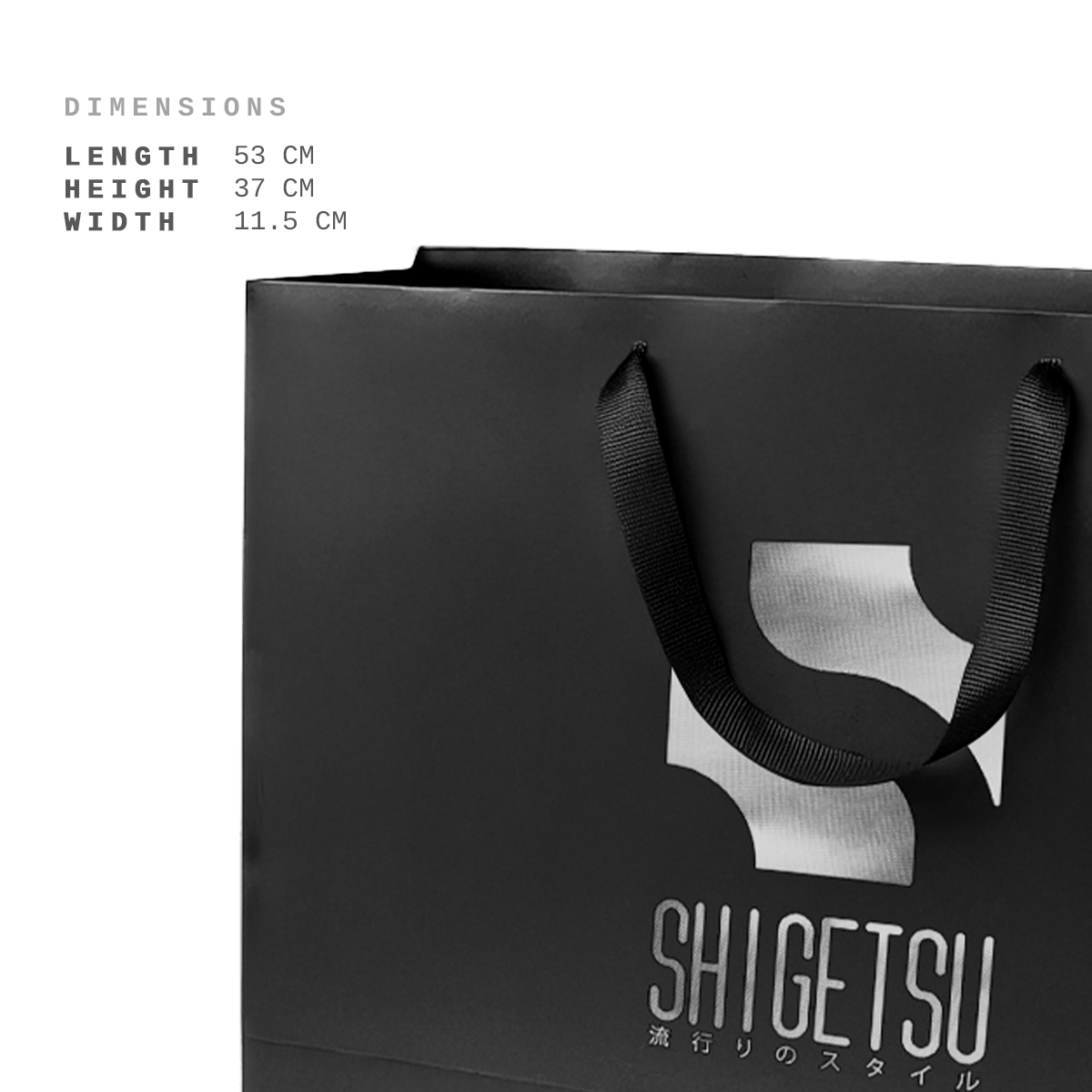 Shigetsu JOYO Big Paper bag Black Plain Hand bag Gift Bag for Men and Women