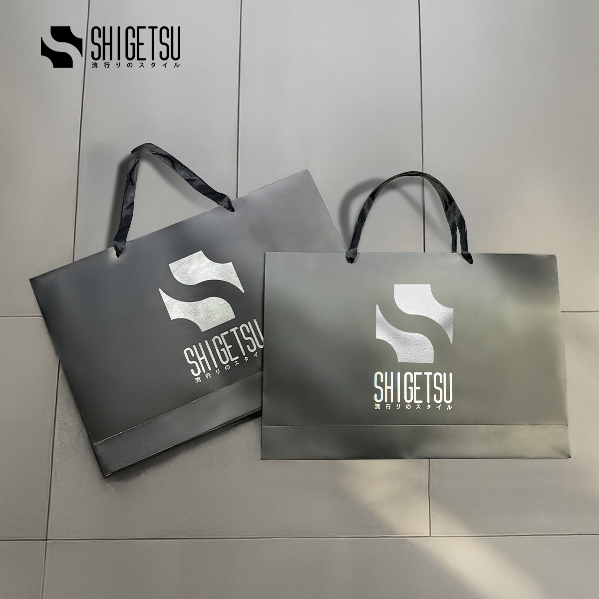 Shigetsu JOYO Big Paper bag Black Plain Hand bag Gift Bag for Men and Women