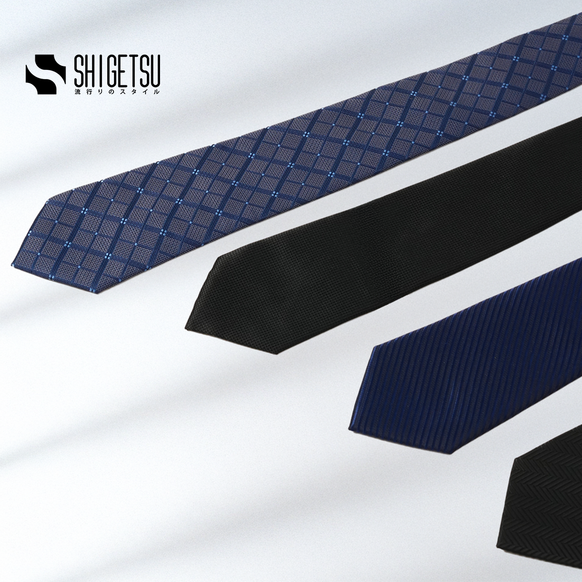 Shigetsu Necktie Collection Mens Blue Necktie Premium Silk Polyester