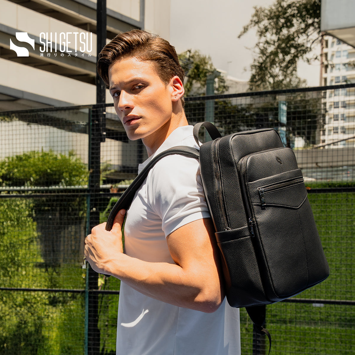 Shigetsu AOYAMA Leather Backpack Leather Backpack for School Bag Office Bag Casual  Mens Bagpack