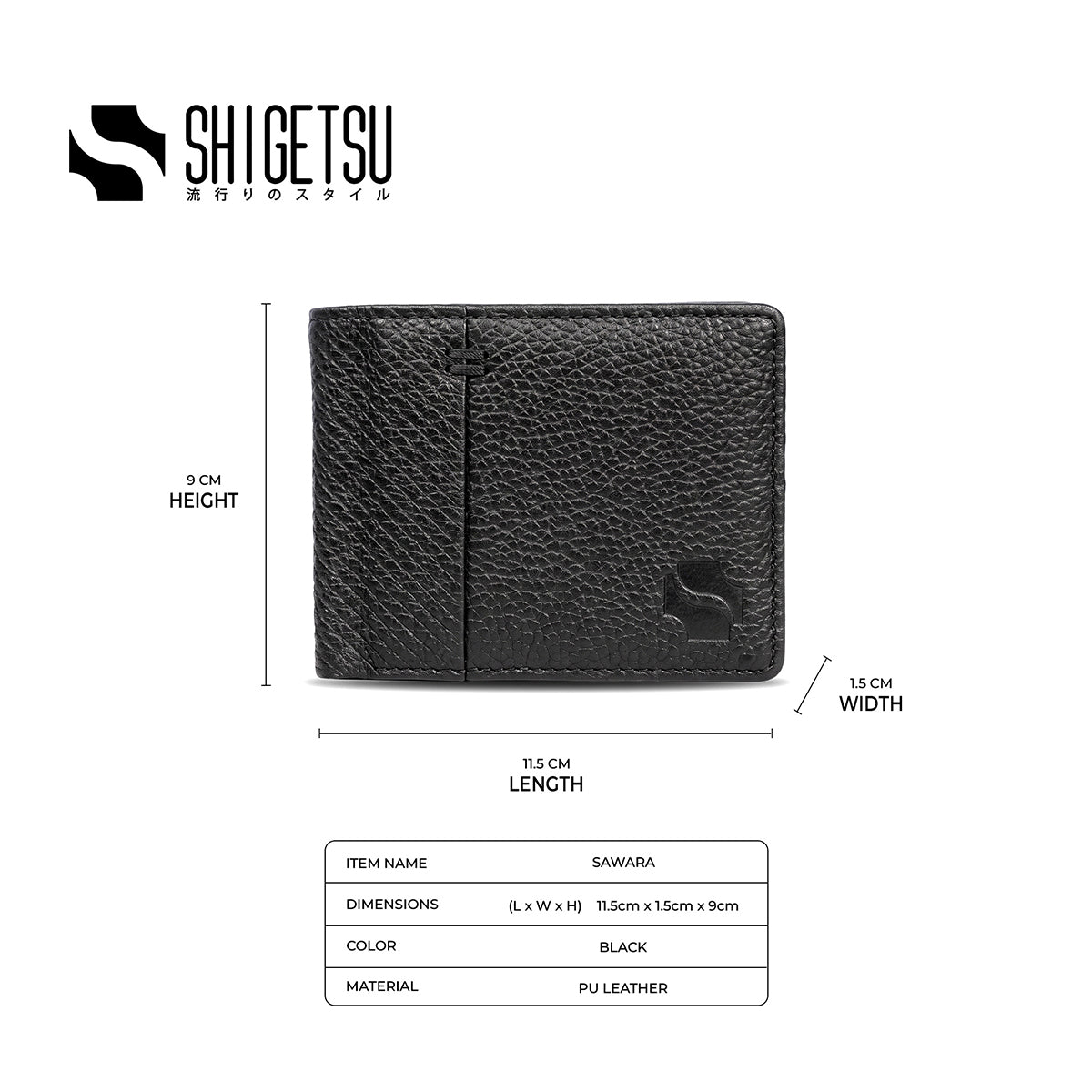 Shigetsu SAWARA Leather Bifold Wallet for Men