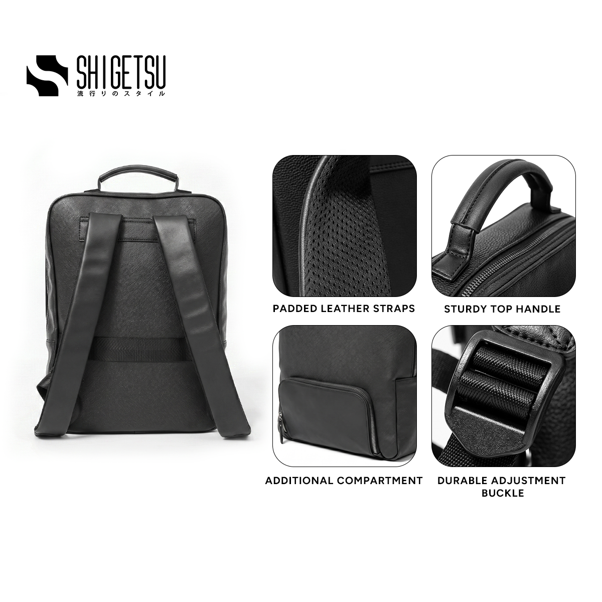 Shigetsu HOSOKA Leather Backpack for Men