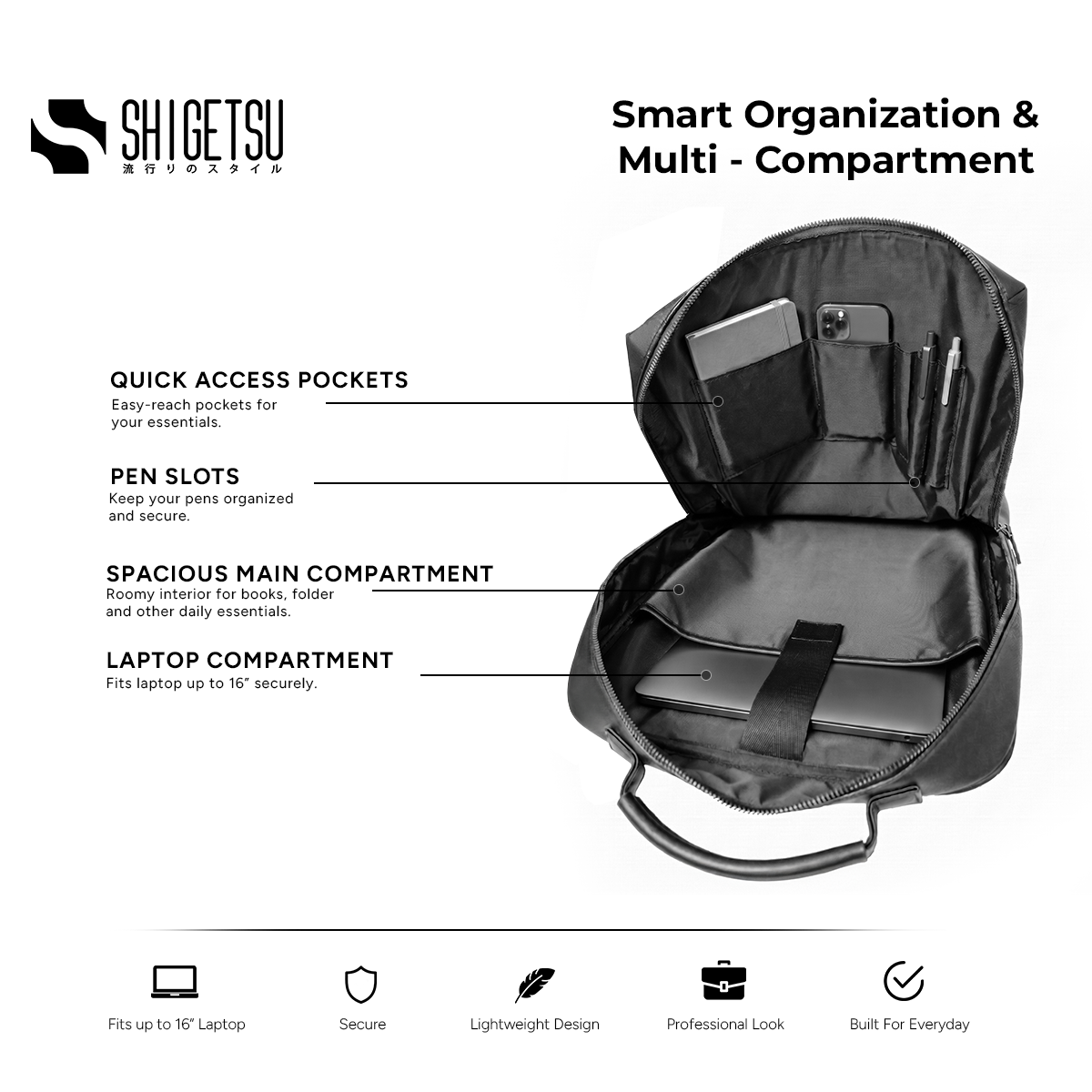 Shigetsu HOSOKA Leather Backpack for Men
