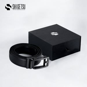 Signature Monogram HIRATSUKA Debossed Black Grey Belt for Men