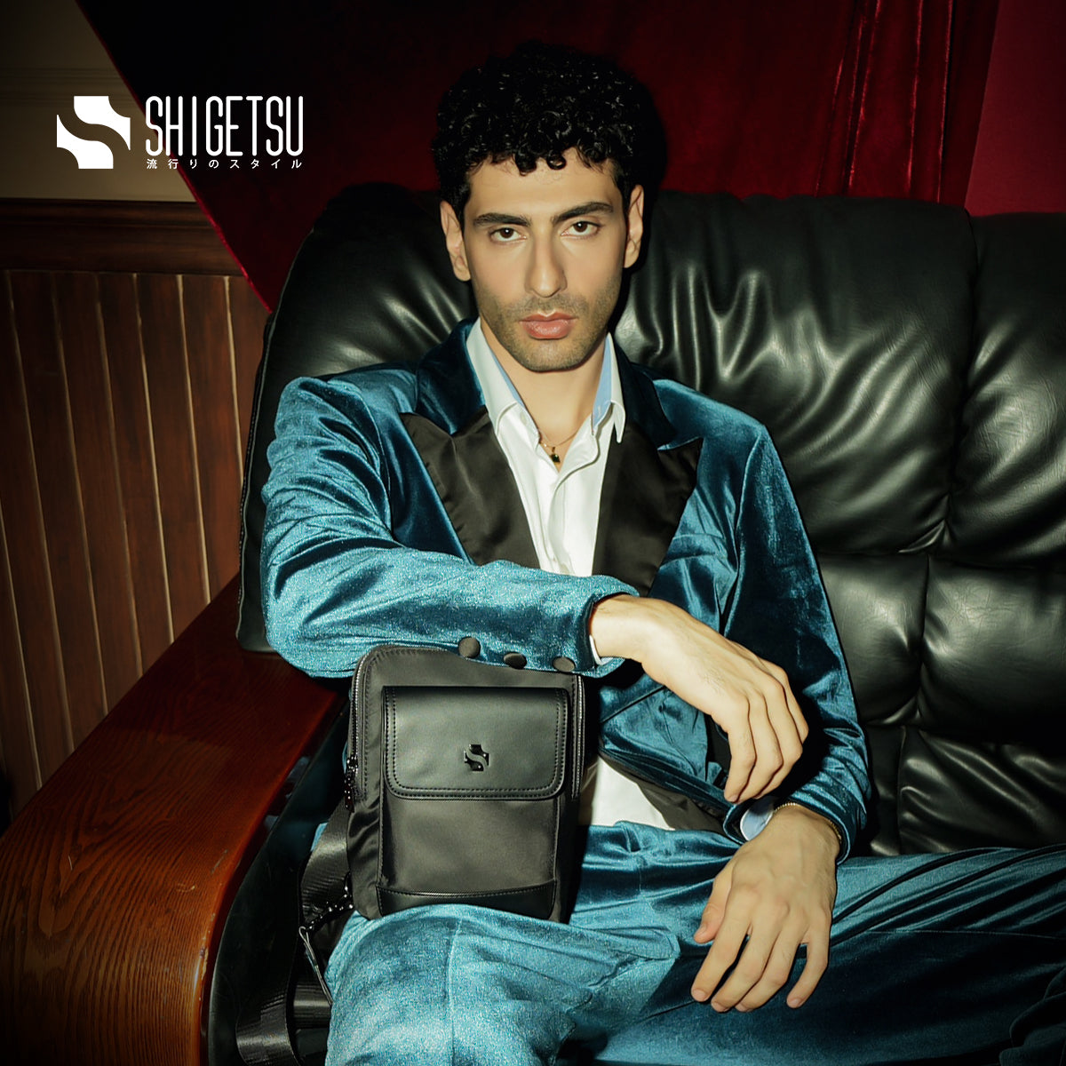 Shigetsu KOSHIGAYA Leather Shoulder Bag  For Men