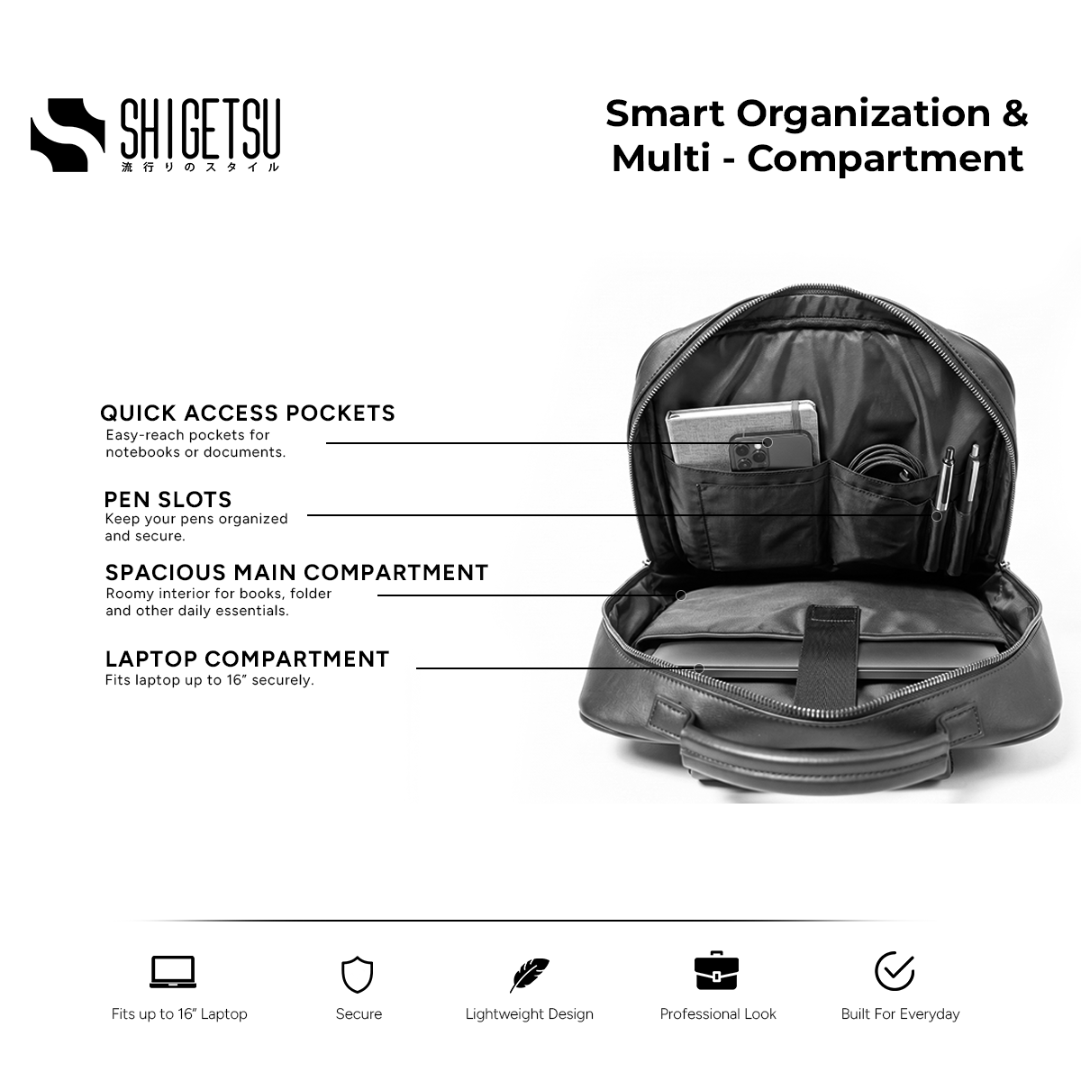 Shigestu MEGURO Leather Backpack for Men