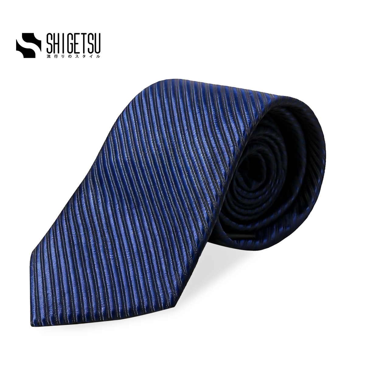 Shigetsu Necktie Collection Mens Blue Necktie Premium Silk Polyester