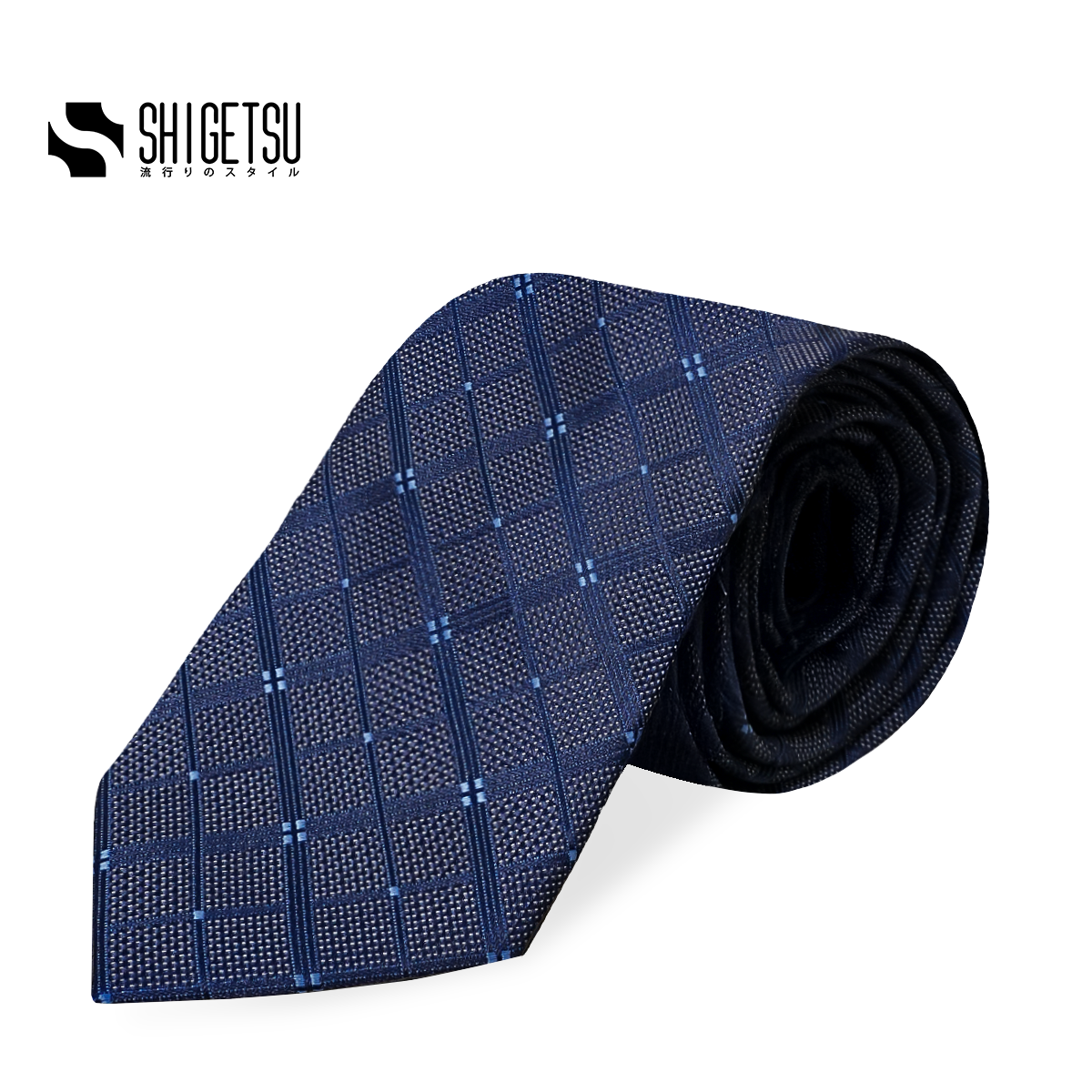Shigetsu Necktie Collection Mens Blue Necktie Premium Silk Polyester