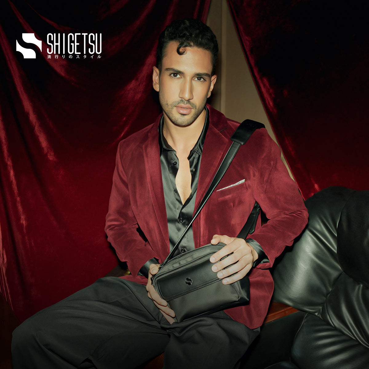 Shigetsu NICHINAN Leather Sling Bag for men