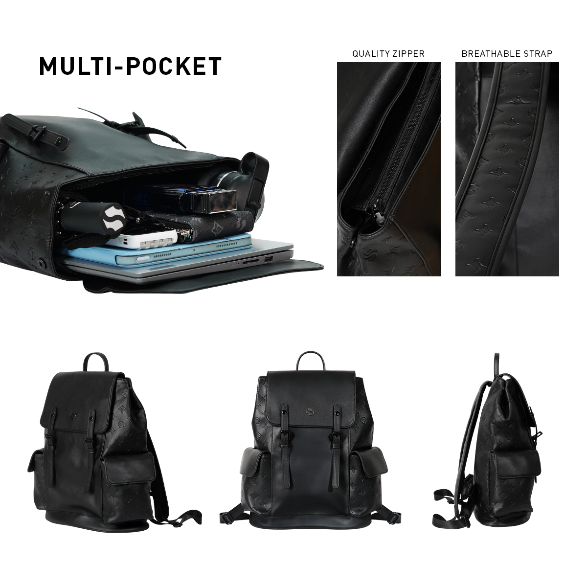 Shigetsu HIMEJI Debossed Backpack for Men