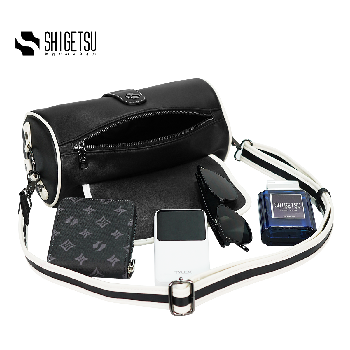 Shigetsu ESASHI Block Bag Leather barrel Sling bag for Men