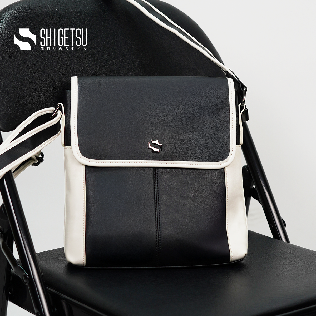 Shigetsu GERO Block leather men sling bag