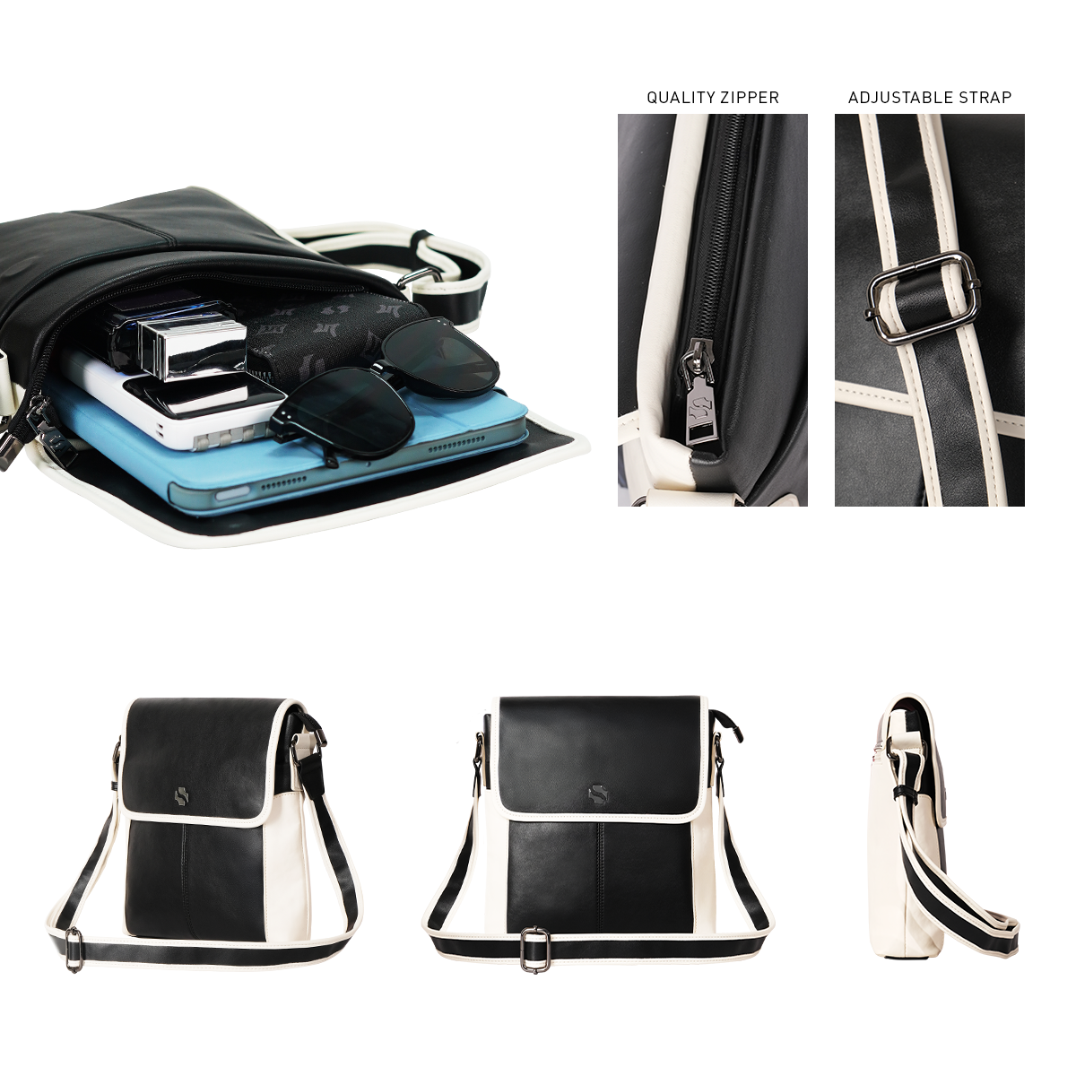 Shigetsu GERO Block leather men sling bag