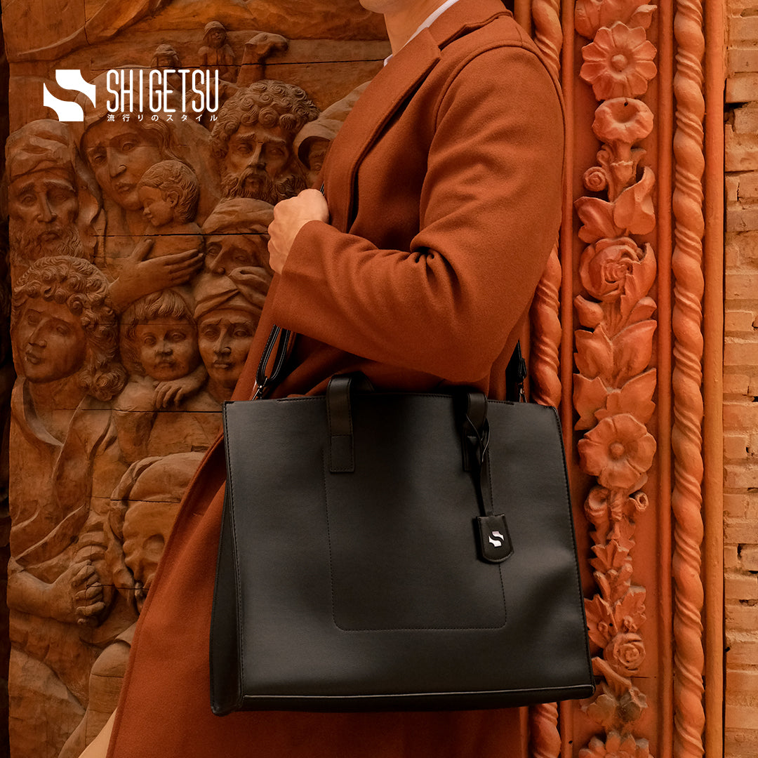 SHIMODATE Leather Tote Bag for school Men