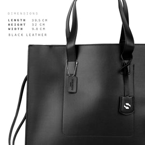 SHIMODATE Leather Tote Bag for school Men