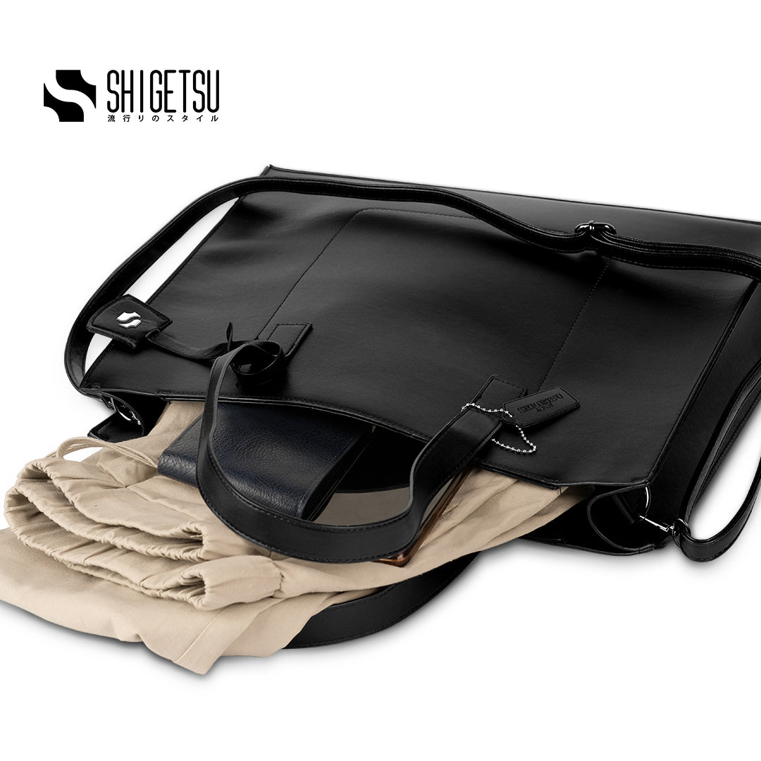 SHIMODATE Leather Tote Bag for school Men