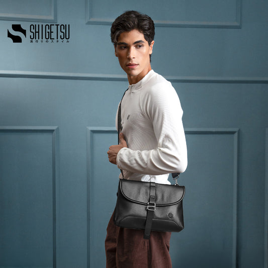 Shigetsu MIYAJIMA Leather Sling Bag Crossbody Bag for Men