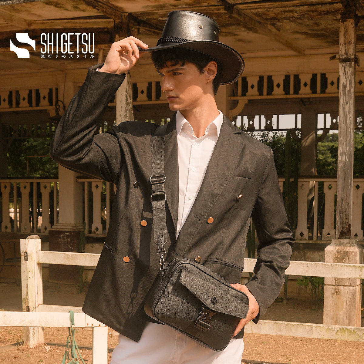 Shigetsu NAGASAKI Leather Sling Bag for Men