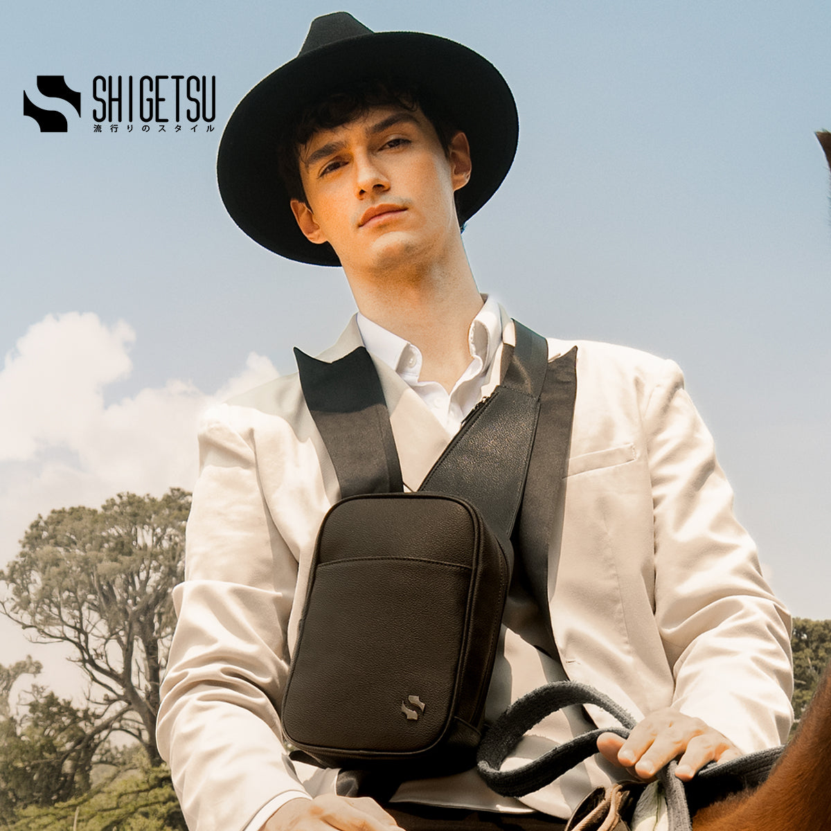 Shigetsu TAKAMATSU Leather Crossbody Bag for Men