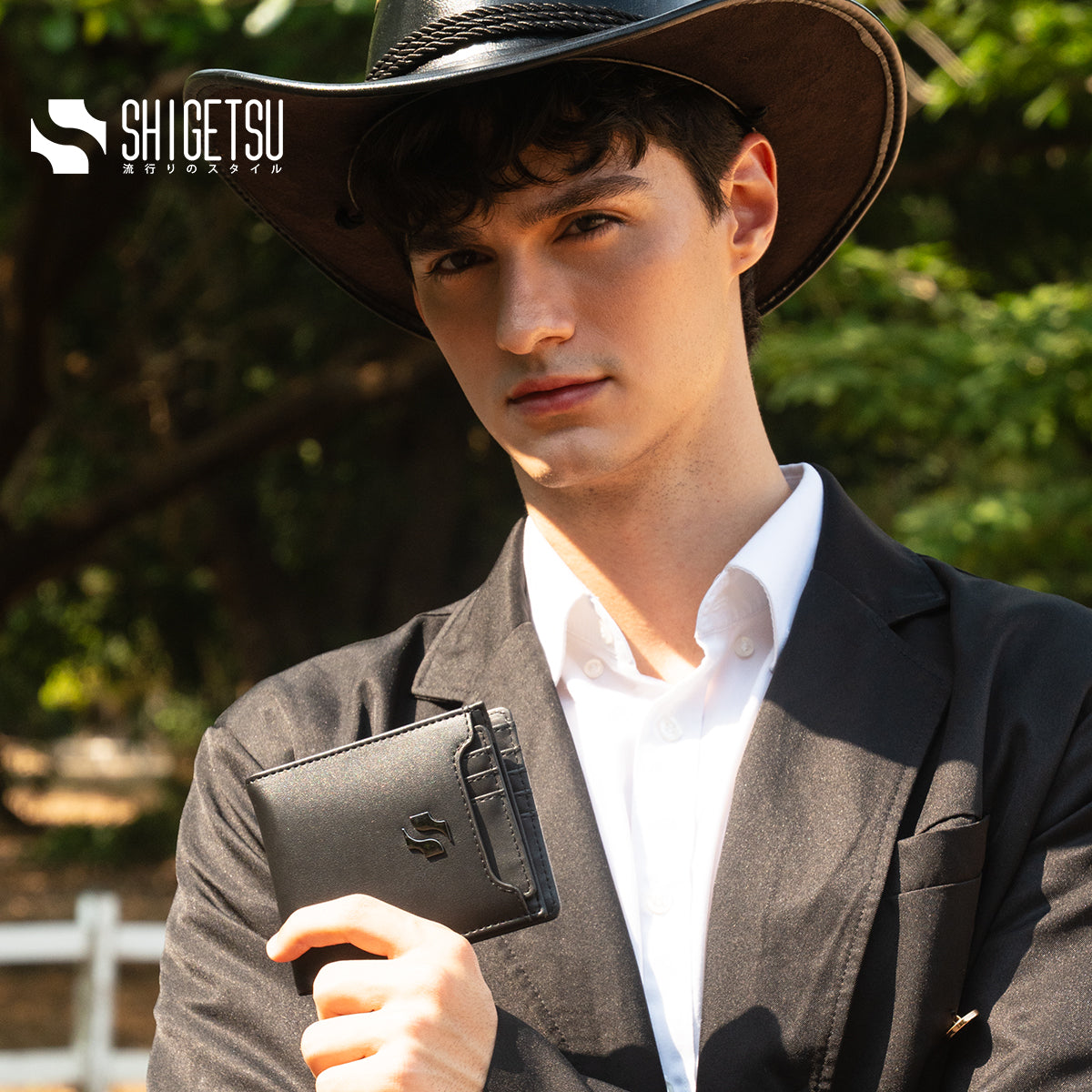 Shigetsu UMEDA Leather Bifold Wallet for Men