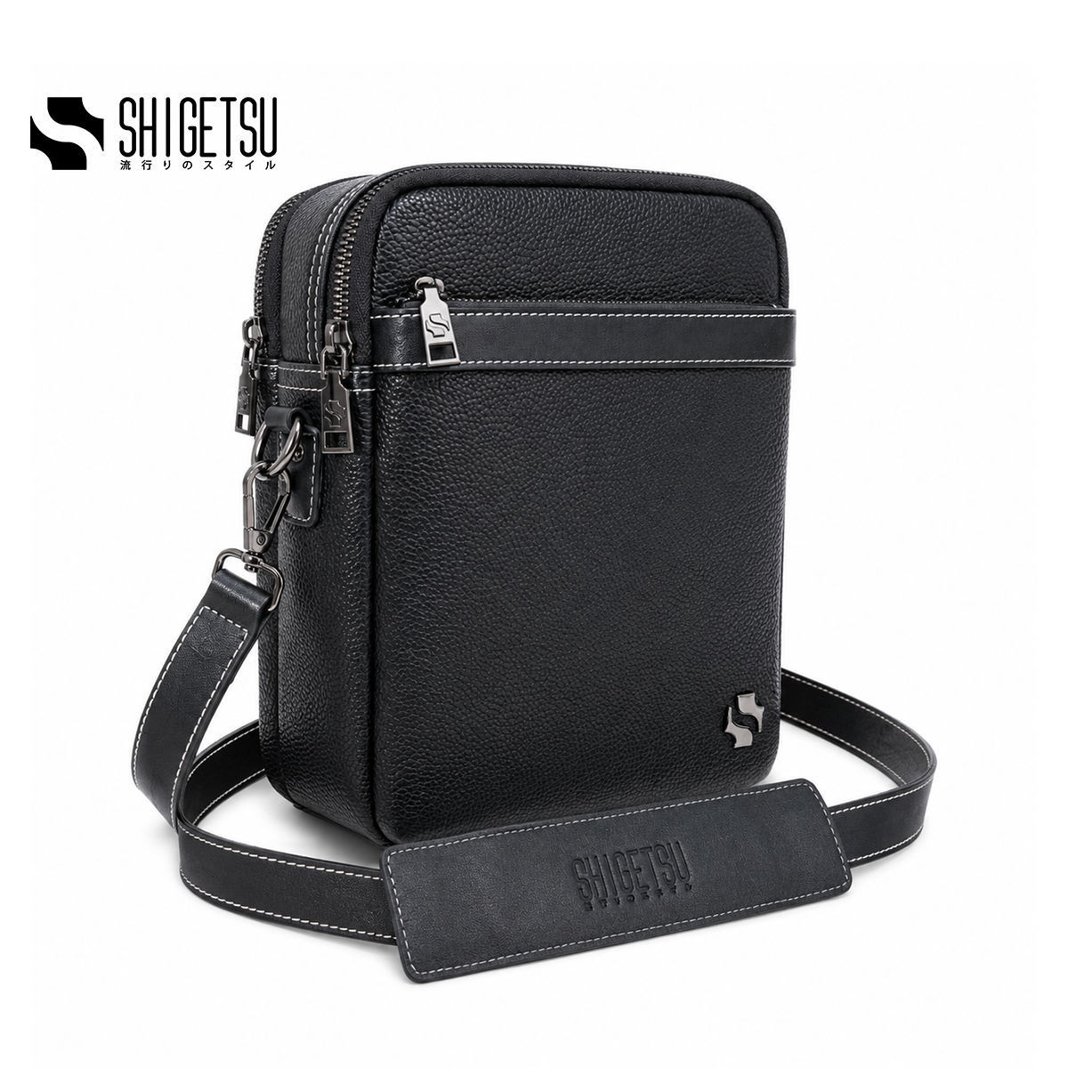 Shigetsu YUZEN Leather Sling Bag for Men