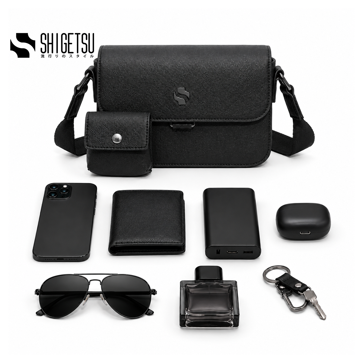 Shigetsu KADO Leather Sling Bag for Men