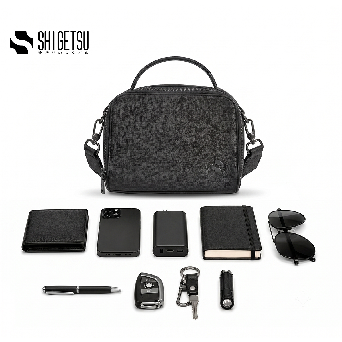 Shigetsu KARUIZAWA Leather Sling Bag for Men