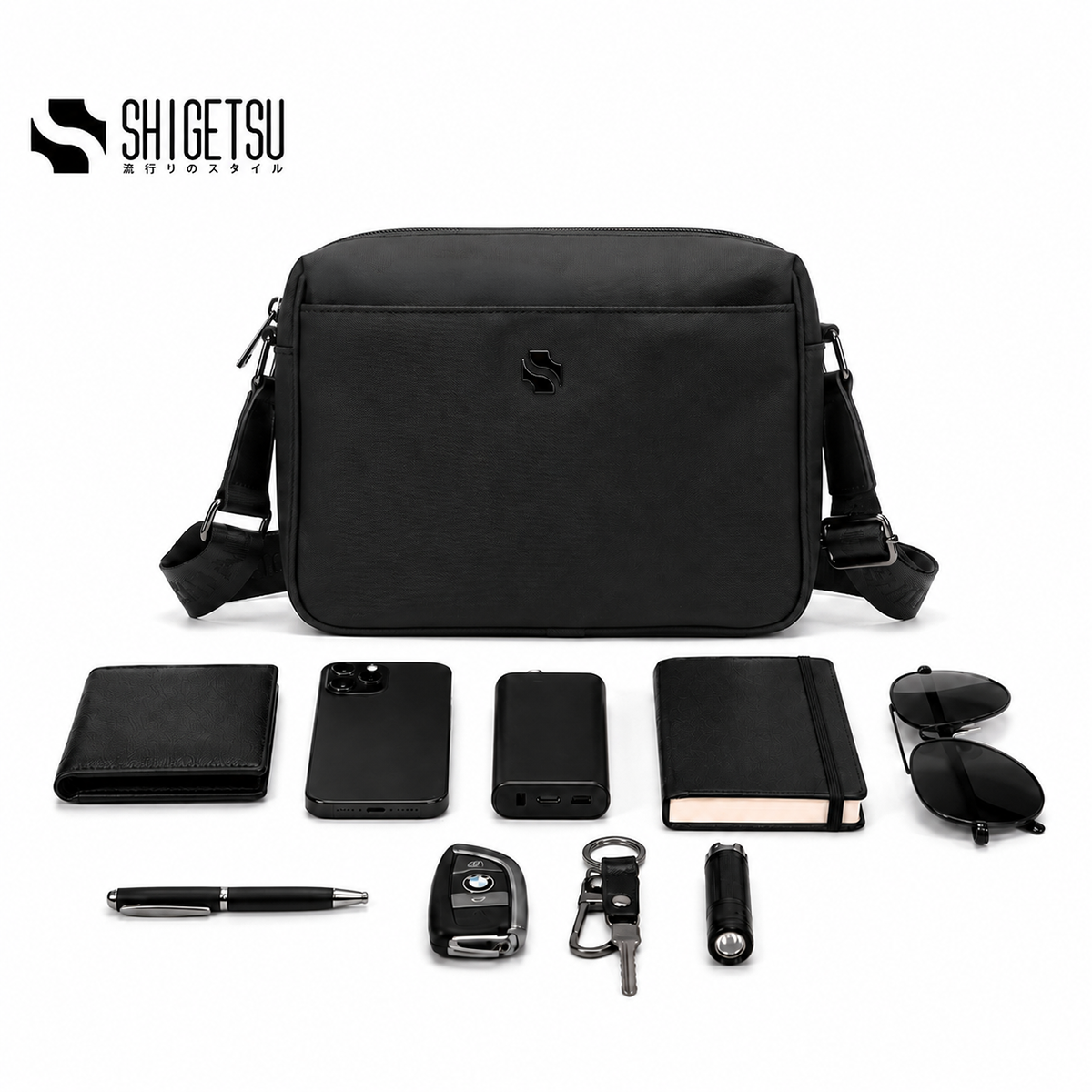 Shigetsu KINOSAKI Leather Sling Bag Crossbody Bag for Men
