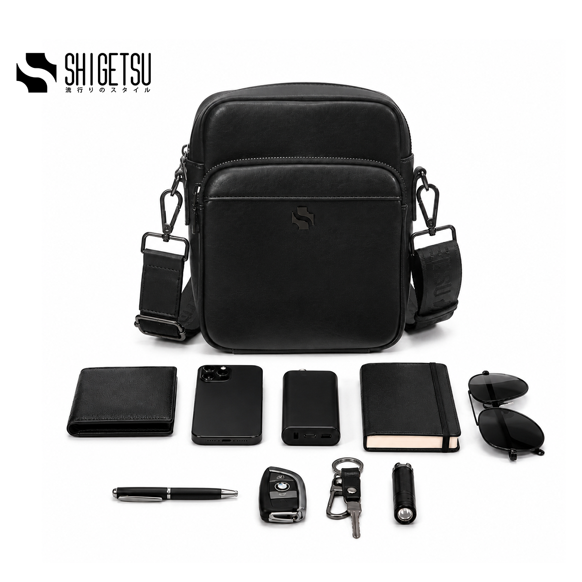 Shigetsu KOMAKI Leather Sling Bag Crossbody Bag for Men