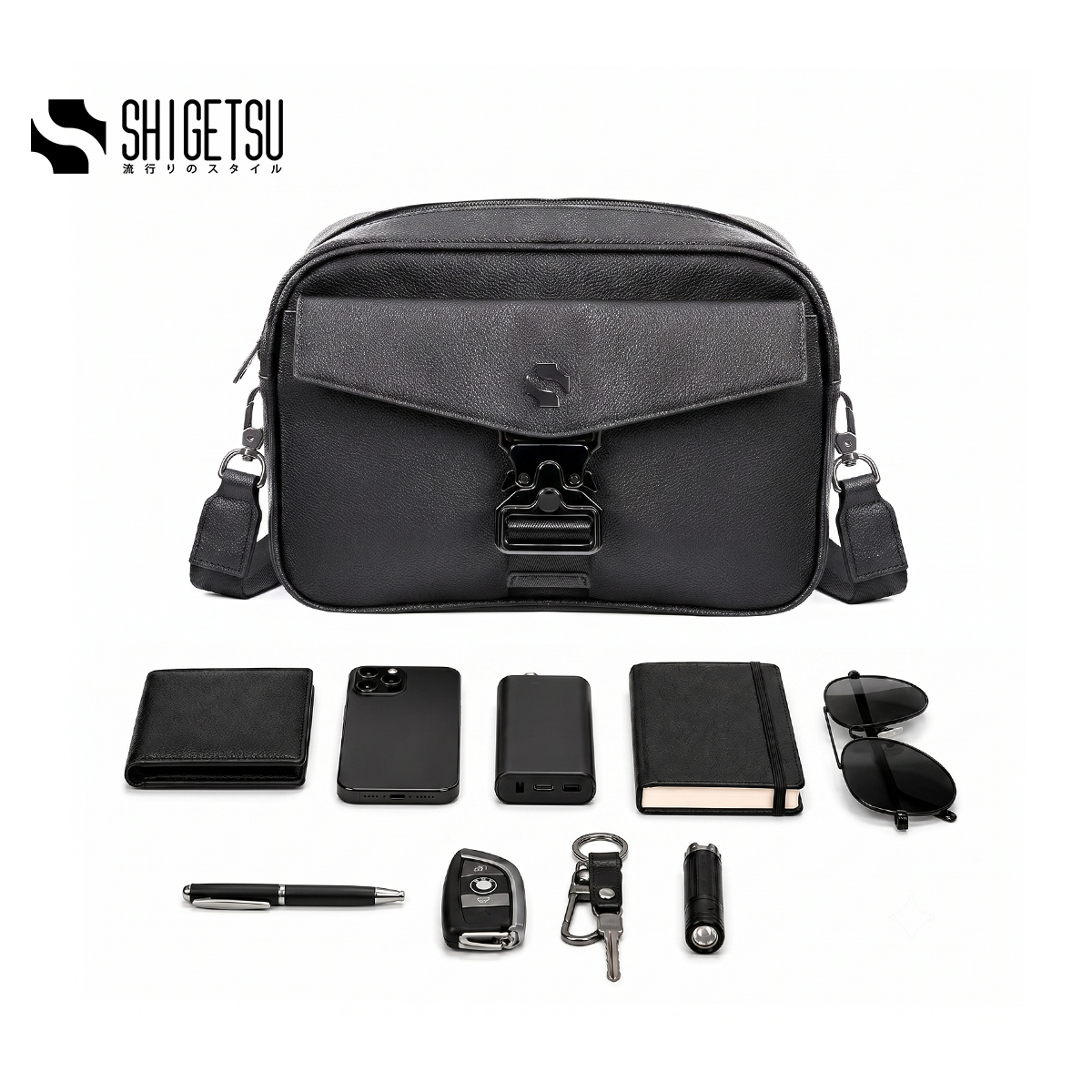Shigetsu NAGASAKI Leather Sling Bag for Men