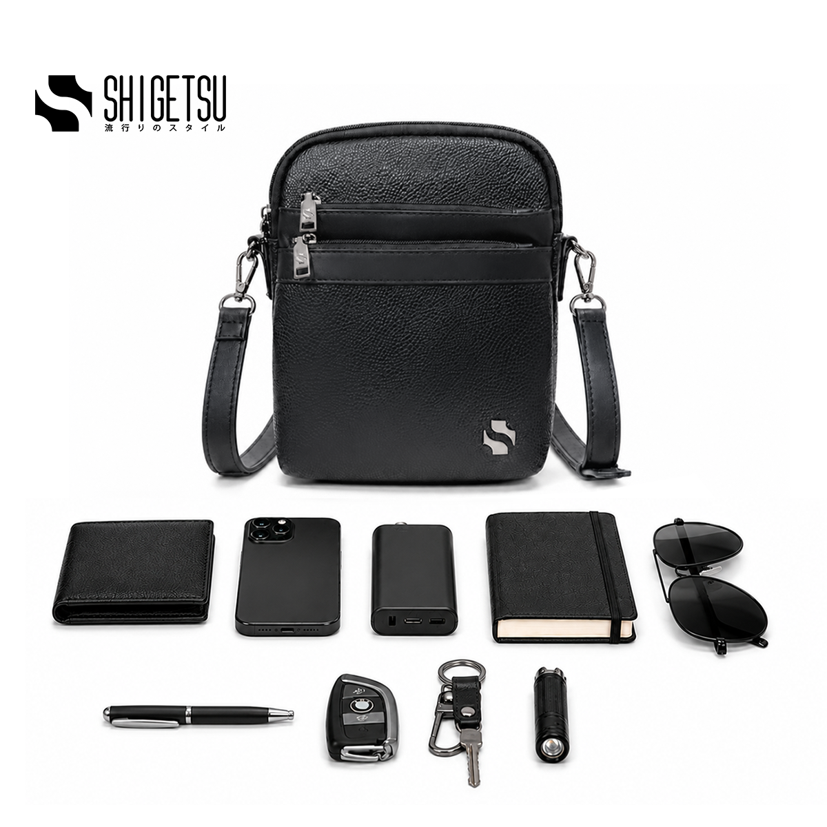 Shigetsu NAGI Leather Sling Bag for Men