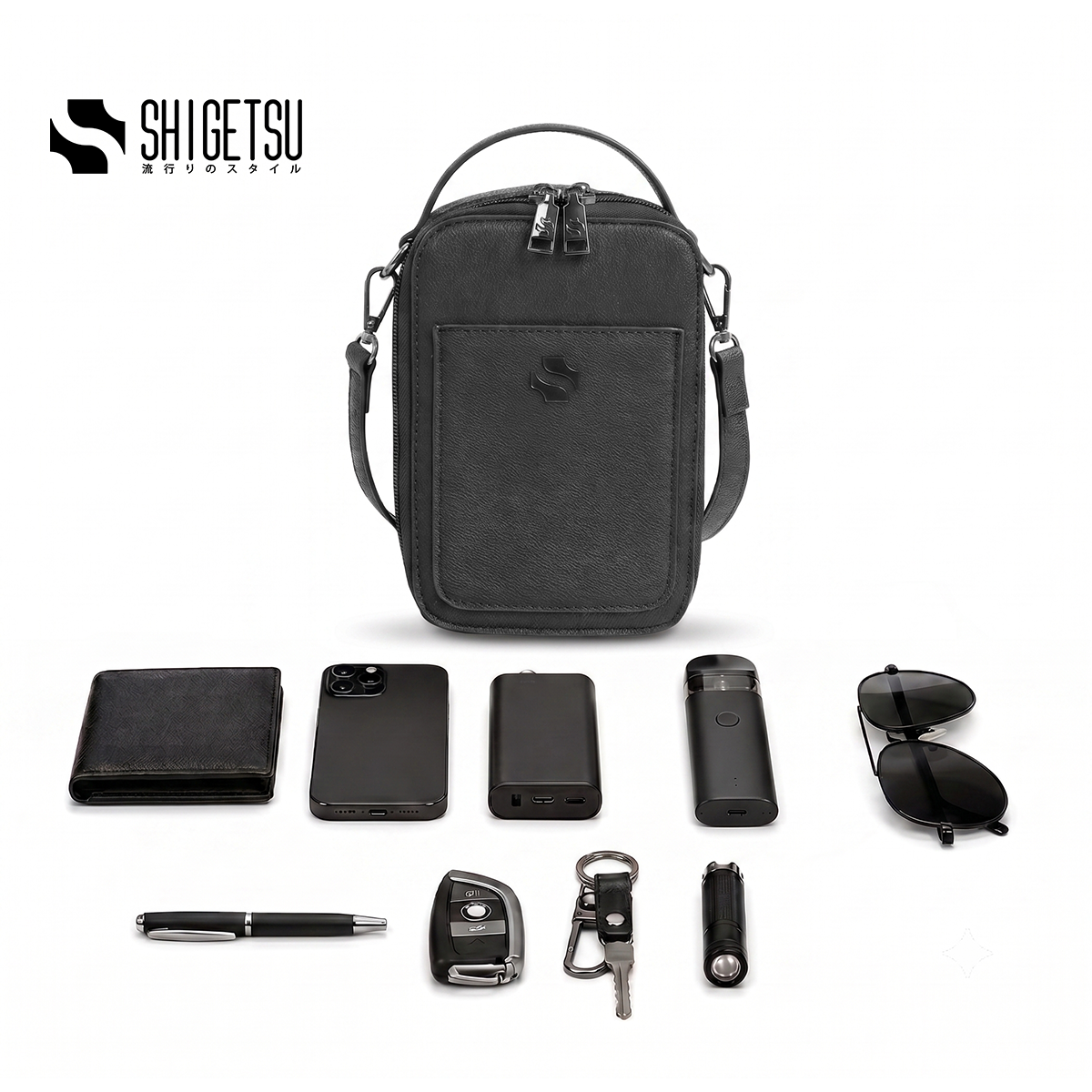 Shigetsu OBIHIRO Leather Sling Bag for Men