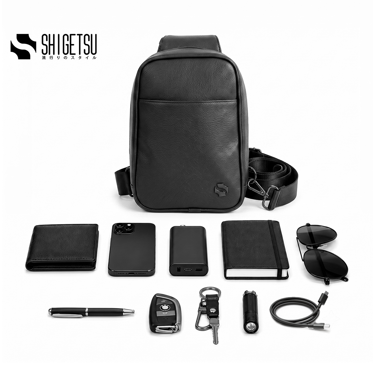Shigetsu TAKAMATSU Leather Crossbody Bag for Men