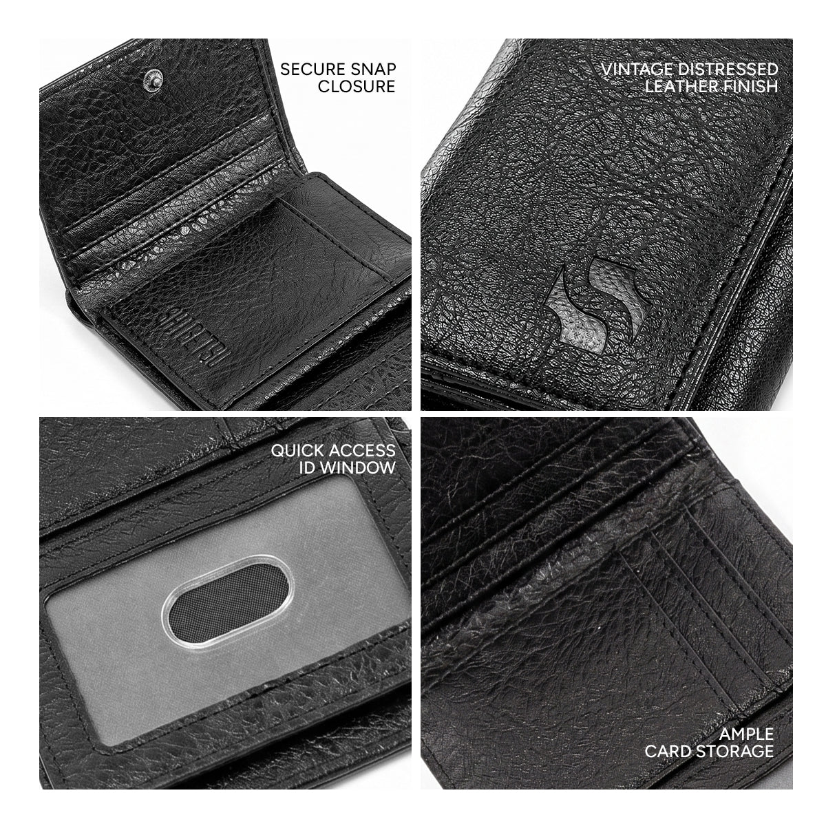 Shigetsu INAGI Leather Trifold Slim Wallet for Men