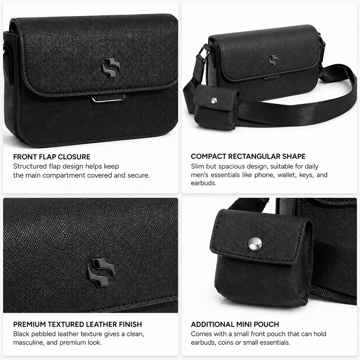 Shigetsu KADO Leather Sling Bag for Men