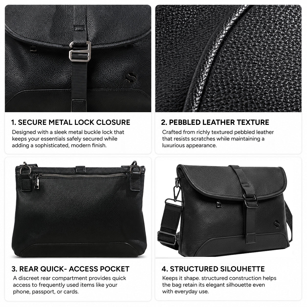 Shigetsu MIYAJIMA Leather Sling Bag Crossbody Bag for Men